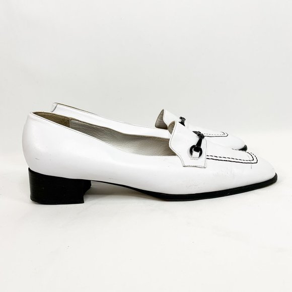 BALLY White Leather Loafers Chunky Heel - Picture 2 of 8